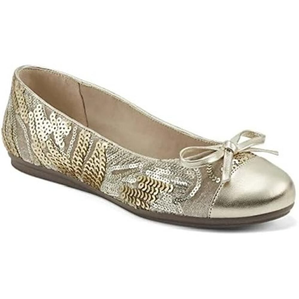 NIB Easy Spirit Size 6 Martha Stewart Collection Gail Gold Sequin Ballet Flats